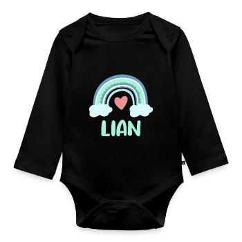 Lian Nom Rainbow Baby - Body Bébé bio manches longues - noir - Devant