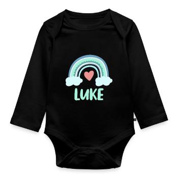 Luke Name Rainbow Baby - Organic Longsleeve Baby Bodysuit - black - Front