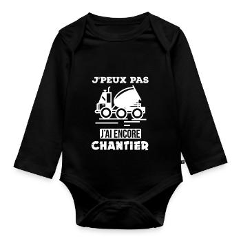 J'ai encore chantier - Body Bébé bio manches longues - noir - Devant