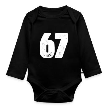 67 Maillot numéro - Body Bébé bio manches longues - noir - Devant