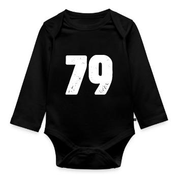 79 Number jersey - Organic Longsleeve Baby Bodysuit - black - Front