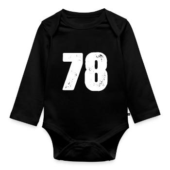 78 Number jersey - Organic Longsleeve Baby Bodysuit - black - Front