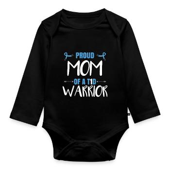 Mom Of A T1D Warrior - Organic Longsleeve Baby Bodysuit - black - Front