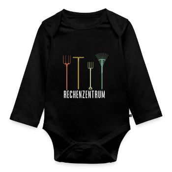 Rechenzentrum Lustiges Rechner Computer EDV Server - Baby Bio-Langarm-Body - Schwarz - Vorne