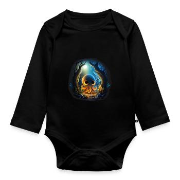 Süßer Oktopus - Baby Bio-Langarm-Body - Schwarz - Vorne