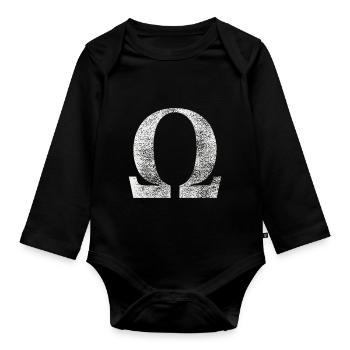 Omega Sign - Organic Longsleeve Baby Bodysuit - black - Front