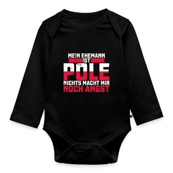 Polen Polnisch Polska Polski Husaria Kavallerie - Baby Bio-Langarm-Body - Schwarz - Vorne