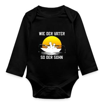 Wie der Vater so der Sohn Fischer Spruch - Baby Bio-Langarm-Body - Schwarz - Vorne