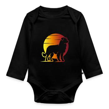 Australian Shepherd Sunrise - Baby Bio-Langarm-Body - Schwarz - Vorne