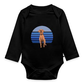Rhodesian Ridgeback Dog Retro Blue 2 - Organic Longsleeve Baby Bodysuit - black - Front