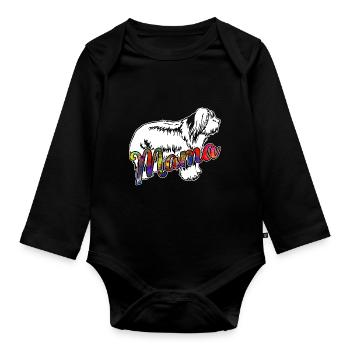 Old English Sheepdog Old English Sheepdog Mama - Organic Longsleeve Baby Bodysuit - black - Front
