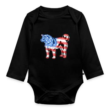 Shiba Inu Shiba Inu Flag - Organic Longsleeve Baby Bodysuit - black - Front