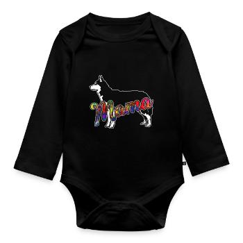 Siberian Husky Siberian Husky Mama - Organic Longsleeve Baby Bodysuit - black - Front