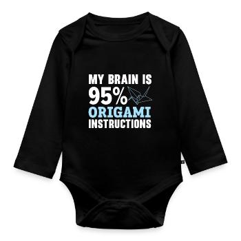 Mein Gehirn besteht zu 95% aus Origami-Anleitungen - Baby Bio-Langarm-Body - Schwarz - Vorne