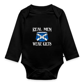 Ecosse Les vrais hommes portent des kilts - Body Bébé bio manches longues - noir - Devant