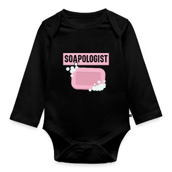 Soapologist Handmade Soap Einseifen Seifenherstell - Baby Bio-Langarm-Body - Schwarz - Vorne