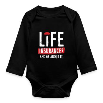 Lebensversicherung Fragen Sie mich danach - Baby Bio-Langarm-Body - Schwarz - Vorne