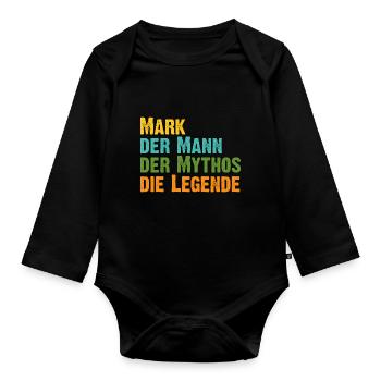 Mark der Mythos die Legende Vorname Mark - Baby Bio-Langarm-Body - Schwarz - Vorne