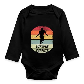 Topspinexperte - Baby Bio-Langarm-Body - Schwarz - Vorne