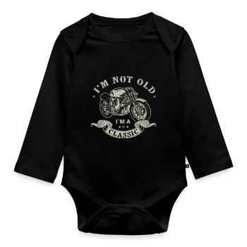 nicht alt Ich bin klassisches T-Shirt Motorrad - Baby Bio-Langarm-Body - Schwarz - Vorne