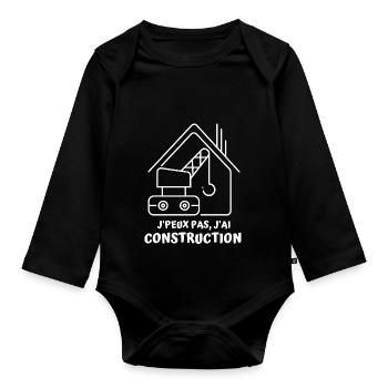 Construction chantier batiment 2 - Body Bébé bio manches longues - noir - Devant