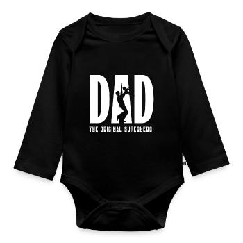 Super hero - Organic Longsleeve Baby Bodysuit - black - Front