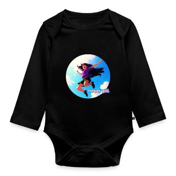 trendy girl - enjoyment of life - Baby Bio-Langarm-Body - Schwarz - Vorne