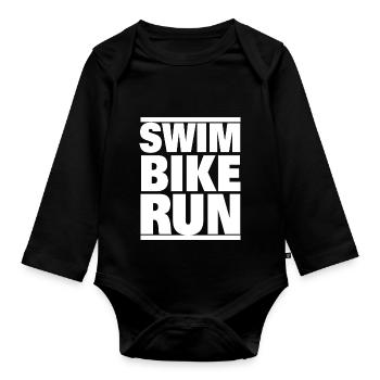 Triathlon Swim Bike Run Marathon - Baby Bio-Langarm-Body - Schwarz - Vorne