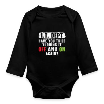 Stay calm and submit a ticket - Organic Longsleeve Baby Bodysuit - black - Front