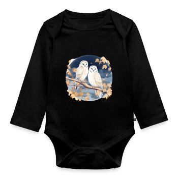Schleiereule Eulen für einen Eulen Fan - Baby Bio-Langarm-Body - Schwarz - Vorne