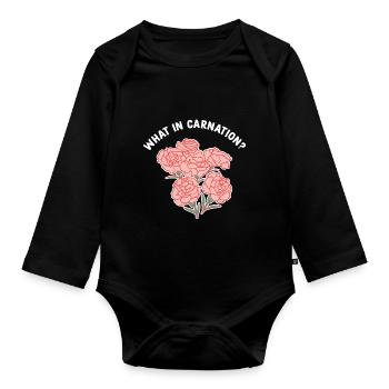 Was in Nelken Gartenarbeit - Baby Bio-Langarm-Body - Schwarz - Vorne