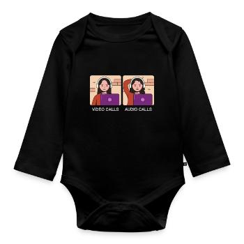 Working video calls for design for proud Pinoys - Organic Longsleeve Baby Bodysuit - black - Front
