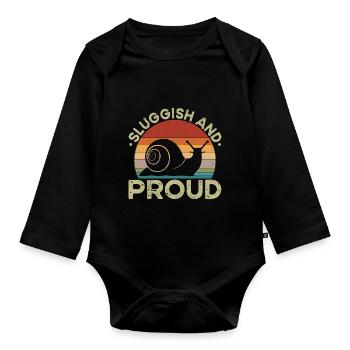 Snail lover Sluggish Proud snail owner - Organic Longsleeve Baby Bodysuit - black - Front