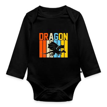 Drache Retro-Design Drache Geschenk - Baby Bio-Langarm-Body - Schwarz - Vorne