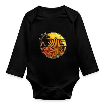 Retro Summer Holiday Palm Gift Shell - Body Bébé bio manches longues - noir - Devant