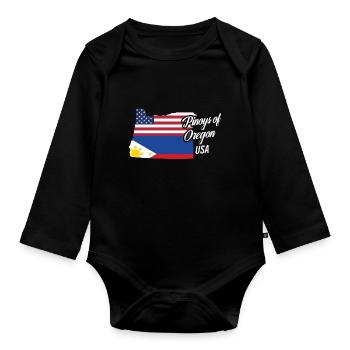 Filipinos of Oregon Design für stolze Fil-Ams - Baby Bio-Langarm-Body - Schwarz - Vorne