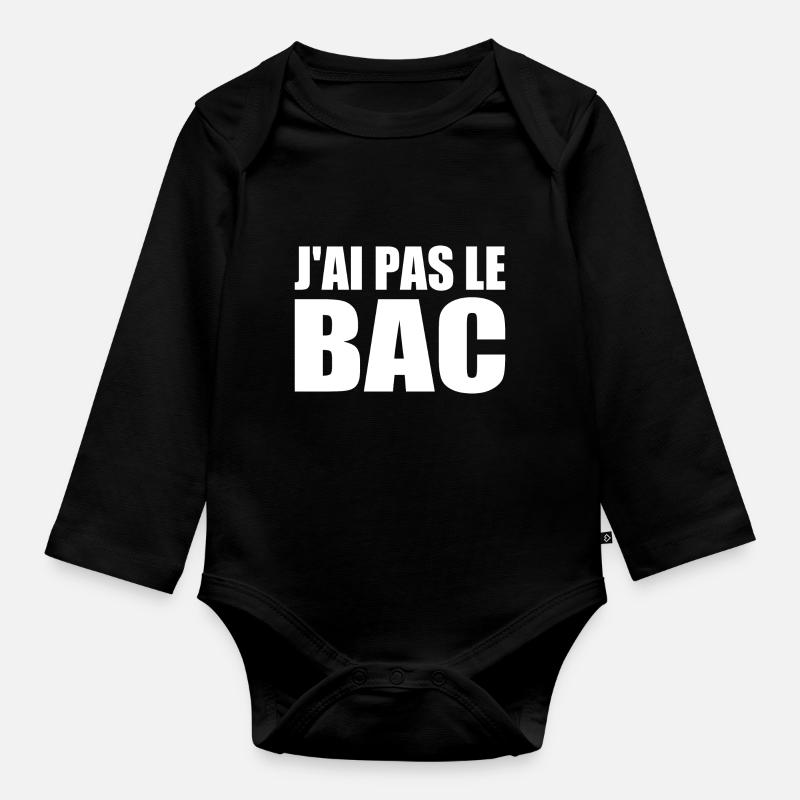 j'ai pas le bac - Body Bébé bio manches longues - noir