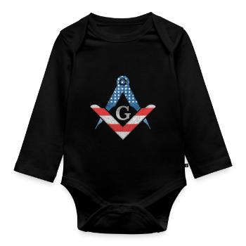 Masonic Freemasonry Fraternal - Baby Bio-Langarm-Body - Schwarz - Vorne