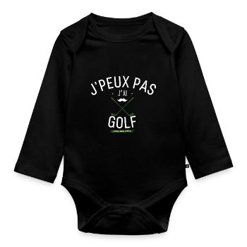 J'Peux Pas J'Ai Golf Avec papa - Body Bébé bio manches longues - noir - Devant