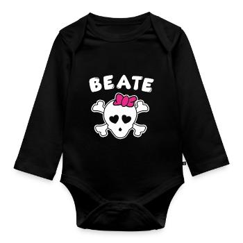 Piratin Beate Design für Mädchen und Frauen - Baby Bio-Langarm-Body - Schwarz - Vorne