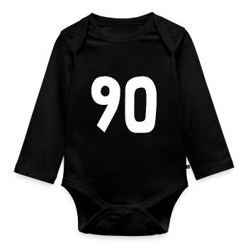 90. 90 YEARS. 90TH ANNIVERSARY. 90TH ANNIVERSARY. - Organic Longsleeve Baby Bodysuit - black - Front