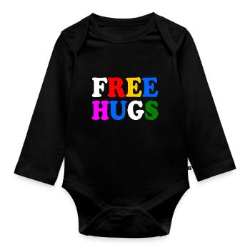 Free hugs - Organic Longsleeve Baby Bodysuit - black - Front