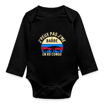 J peux pas j me barre En RD Congo - Body Bébé bio manches longues - noir - Devant