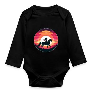 Fille de cheval arabe - Body Bébé bio manches longues - noir - Devant