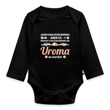 Uroma Familie Urgroßmutter Geschenk - Baby Bio-Langarm-Body - Schwarz - Vorne
