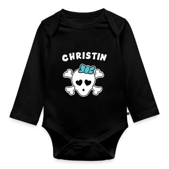 Pirate Christin Design pour les filles et les femmes - Body Bébé bio manches longues - noir - Devant