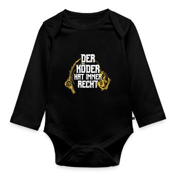 Angler Fishing Fishing Rod Fishing - Organic Longsleeve Baby Bodysuit - black - Front