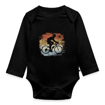 Bicycle Retro - Vintage - Silhouette - Organic Longsleeve Baby Bodysuit - black - Front