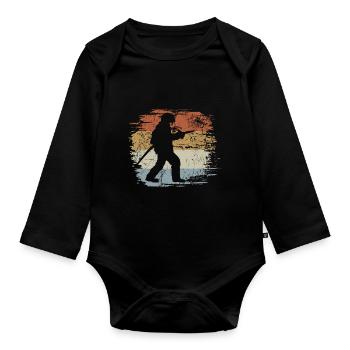 Firefighter Retro - Vintage - Silhouette - Organic Longsleeve Baby Bodysuit - black - Front