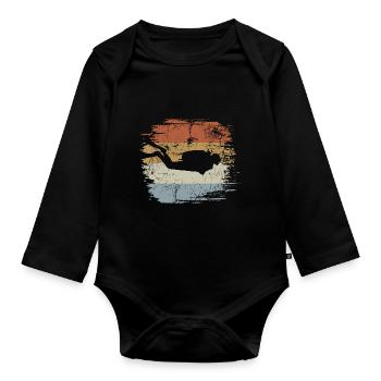 Diving - Retro - Vintage - Silhouette - Organic Longsleeve Baby Bodysuit - black - Front